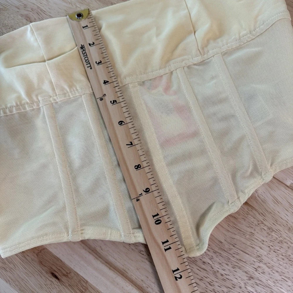 Edikted Evangeline Sheer Mesh Corset Size L Butter Yellow Fairy Boned Tank Top - Picture 6 of 8